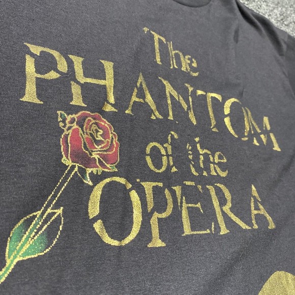 PHANTOM OF THE OPERA 1989 T SHIRT BROADWAY MUSICAL PLAY VTG 80S GOLD MASK HORROR - Picture 6 of 8